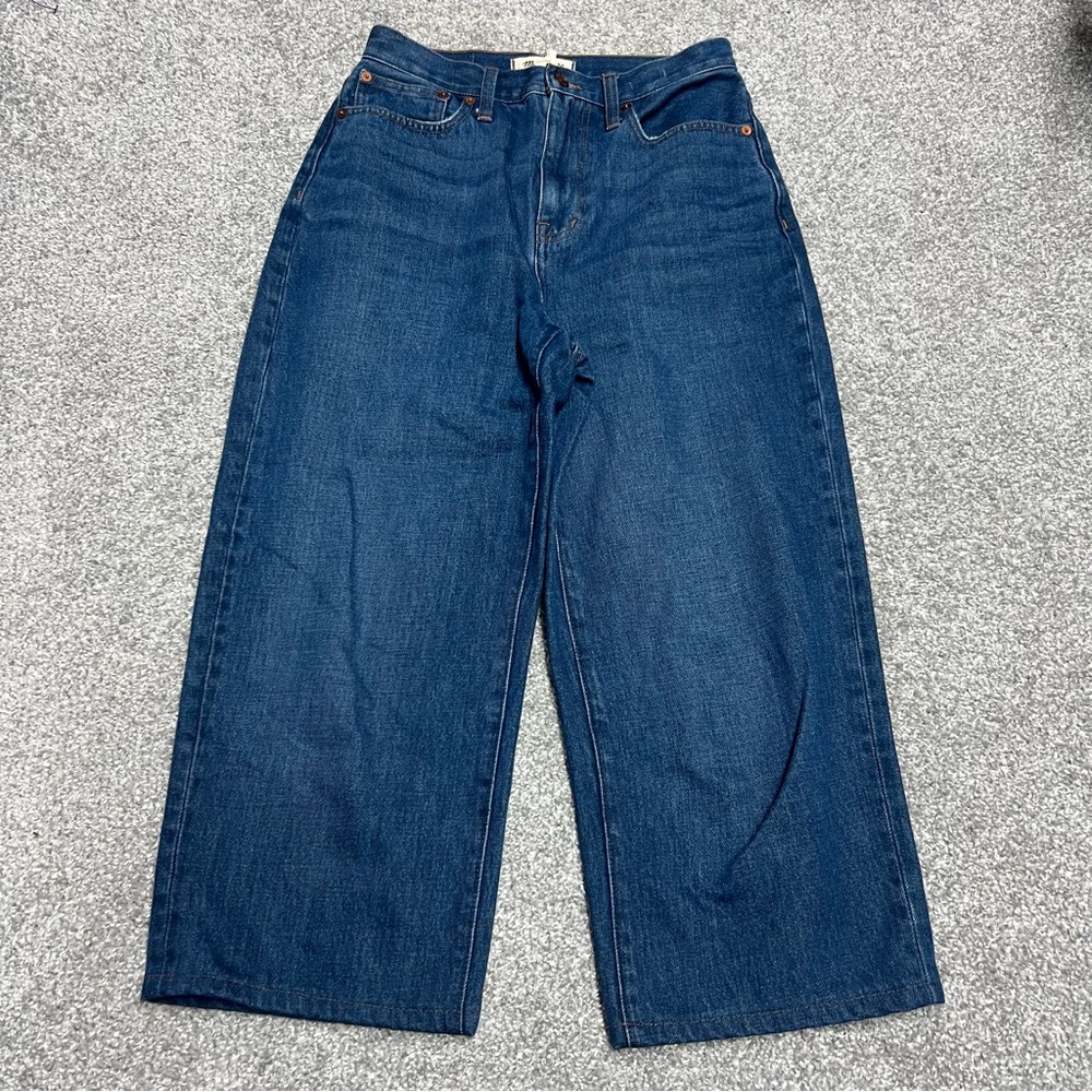 Madewell Jeans Womens 26 Baggy Straight High Rise Cropped Medium Wash